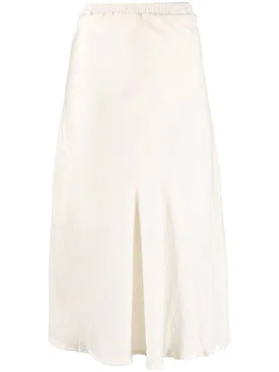 Gold Hawk High-waisted Silk-blend Skirt In White