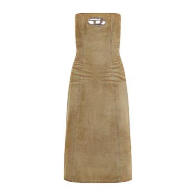 Diesel Brown De-vildress-fsf Cotton Midi Dress In Blue