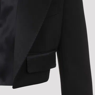 Dolce & Gabbana Single-breasted Wool Gabardine Spencer Tuxedo Jacket In Black
