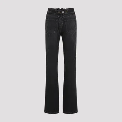Jean Paul Gaultier Jeans With Padded Inlays And Lace-up In Black
