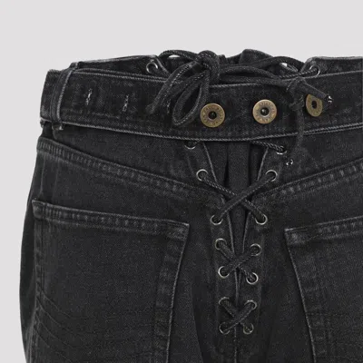 Jean Paul Gaultier Jeans With Padded Inlays And Lace-up In Black