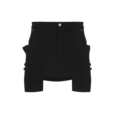 Rick Owens Stefan Black Mini-skirt With Patch Pockets In Wool Woman In Black