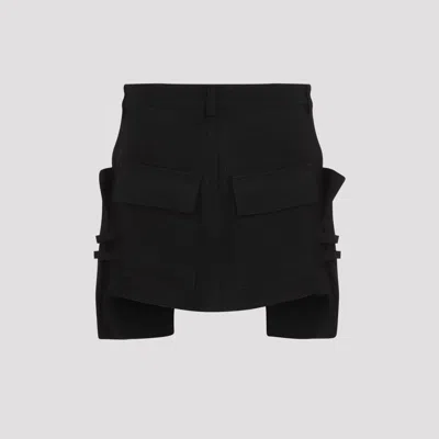 Rick Owens Stefan Black Mini-skirt With Patch Pockets In Wool Woman In Black