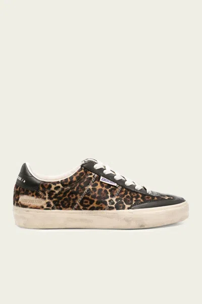 Golden Goose Soul-star Distressed Leather-trimmed Leopard-print Calf Hair Sneakers