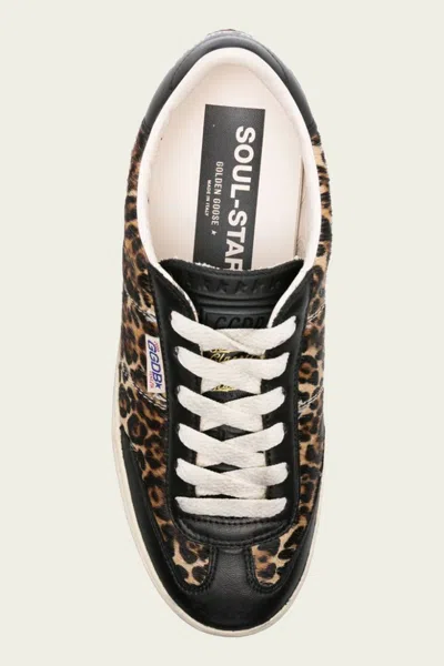 Golden Goose Soul-star Distressed Leather-trimmed Leopard-print Calf Hair Sneakers
