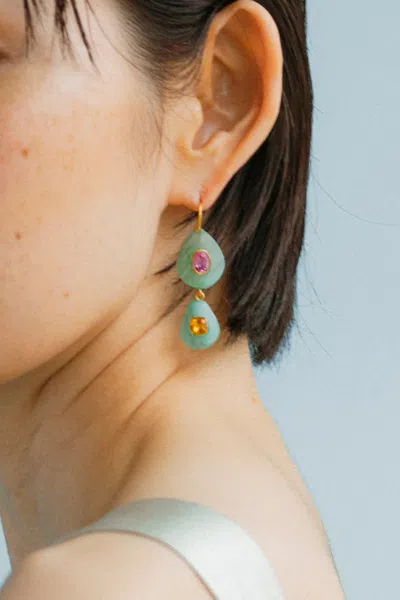 Shop Lizzie Fortunato Stacked Stone Earrings In Amazonite