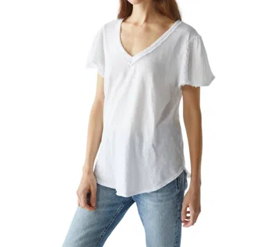 Michael Stars Tate Mixed Fabric Tee In White