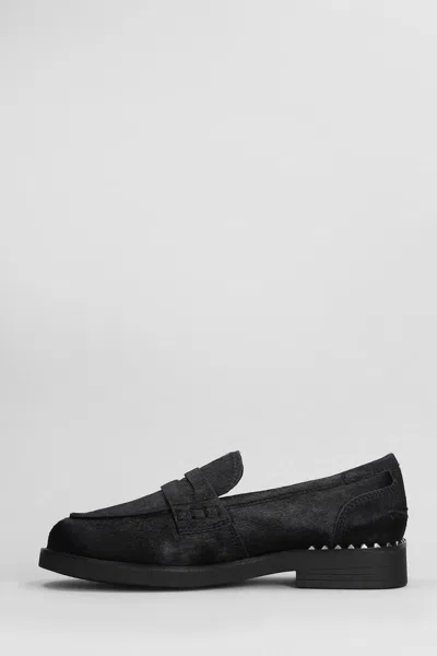 Ash Loafers With Studs Detail And Textured Finish In Black