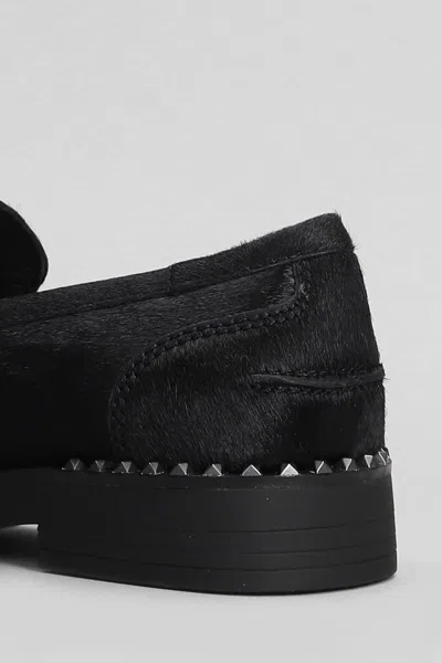 Ash Loafers With Studs Detail And Textured Finish In Black