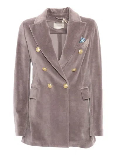 Circolo 1901 Velvet Double Breasted Jacket In Silver