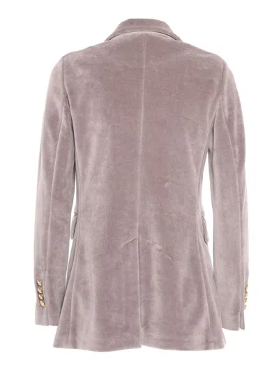 Circolo 1901 Velvet Double Breasted Jacket In Silver