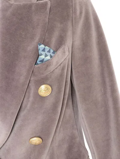 Circolo 1901 Velvet Double Breasted Jacket In Silver