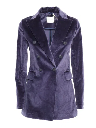 Circolo 1901 Velvet Double Breasted Jacket In Purple