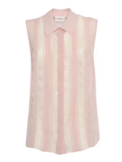 P.a.r.o.s.h Lace-panelling Sleveless Blouse In Pink