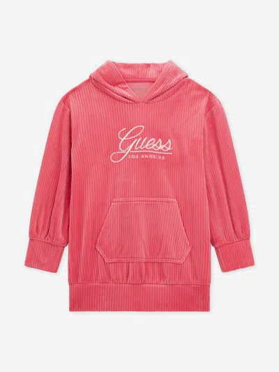 Guess Girls Corduroy Hooded Dress In Pink