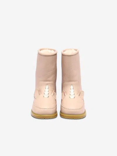 Donsje Wadudu Classic Lining Leather Boots In Pink