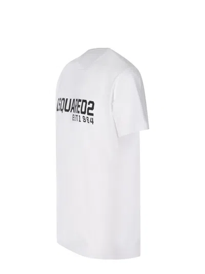 Dsquared2 White Crewneck T-shirt With Logo Lettering On The Front In White