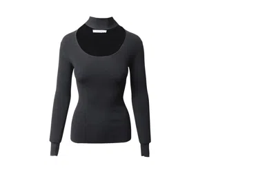 Ninety Percent Turtleneck Cutout Top In Black Viscose In Black