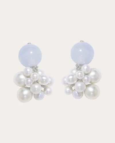 Completedworks Women's Freshwater Pearl & Blue Lace Agate Drop Earrings In White/blue