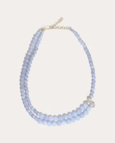 Completedworks Women's Blue Lace Agate Necklace 18k Gold In Blue