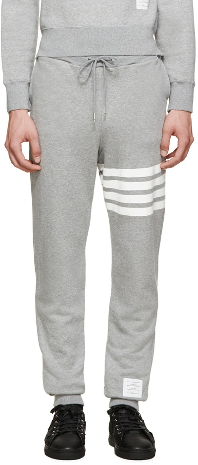 Shop Thom Browne Grey Striped Lounge Trousers