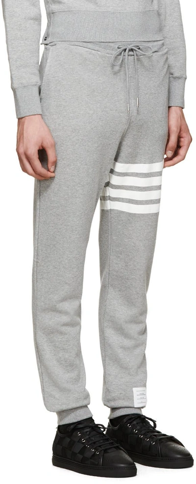 Shop Thom Browne Grey Striped Lounge Trousers