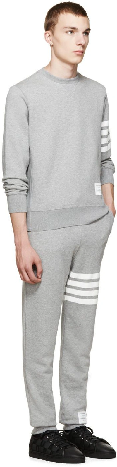 Shop Thom Browne Grey Striped Lounge Pants