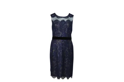 Notte By Marchesa Marchesa Notte Lace Sequined Midi Dress In Blue Polyester In Blue