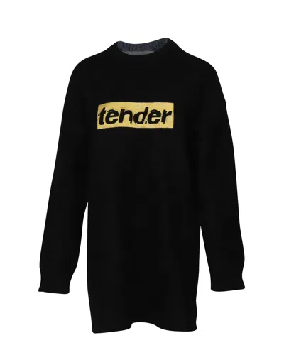 Alexander Wang Tender Embroidered Sweater Dress In Black Wool In Black