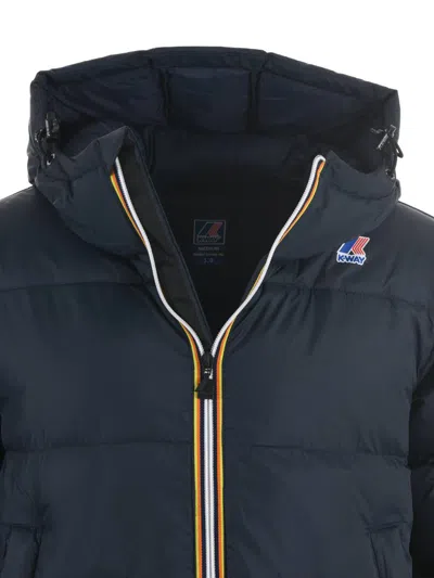 K-way Logo-patch Hooded Padded Jacket In Blue