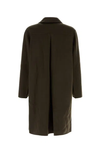 Ami Alexandre Mattiussi Ami Paris De Coeur Single-breasted Car Coat In Darkcoffee