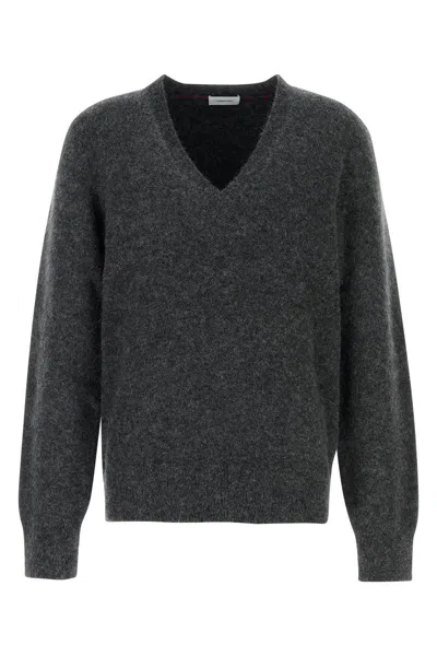 Ferragamo Charcoal Stretch Alpaca Blend Sweater In Grey