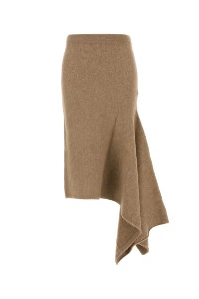 Ferragamo Camel Stretch Alpaca Blend Skirt In Beige