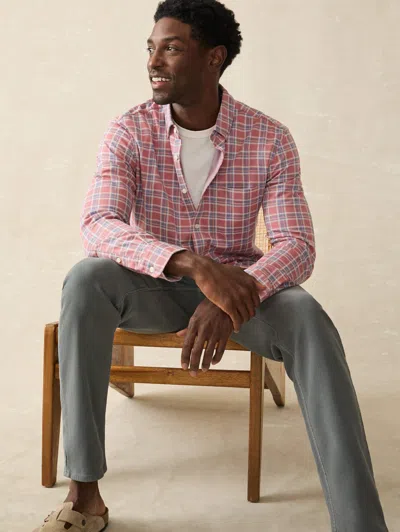 Faherty Coastline Knit Shirt In River Rose Plaid