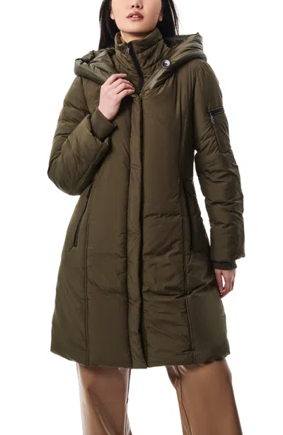 Bernardo Long Hooded Puffer In Green