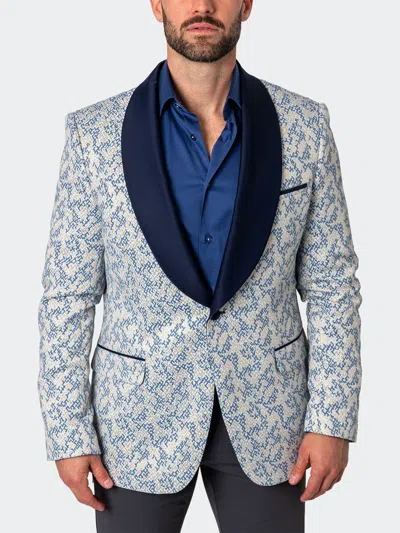 Rise Blazer Shawl Goldfoil White In Blue