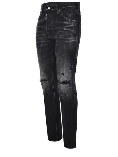 Dsquared2 Roadie Distressed-finish Jeans In Black