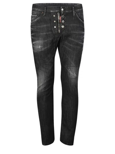 Dsquared2 Zip Detail Distressed Denim Jeans In Black