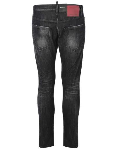 Dsquared2 Zip Detail Distressed Denim Jeans In Black