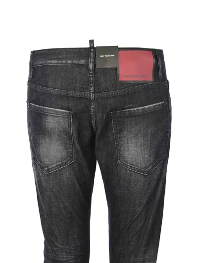 Dsquared2 Zip Detail Distressed Denim Jeans In Black