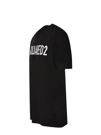 Dsquared2 Football Black T-shirt With Shoulder Pads And Lettering Logo Print On The Front In Cotton And Viscos In Black