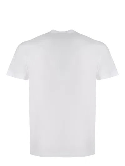 Dsquared2 White Crewneck T-shirt With Maxi Logo Print On The Front In Cotton Man In White