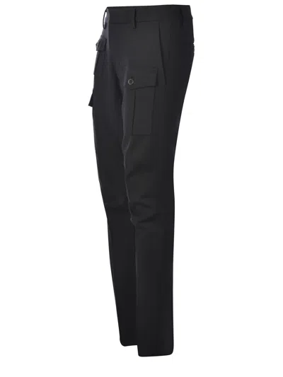 Dsquared2 Mid-rise Tapered Cargo Trousers In Black