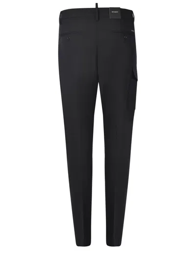 Dsquared2 Mid-rise Tapered Cargo Trousers In Black