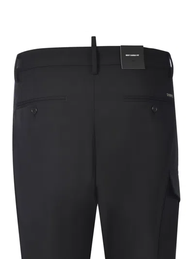 Dsquared2 Mid-rise Tapered Cargo Trousers In Black