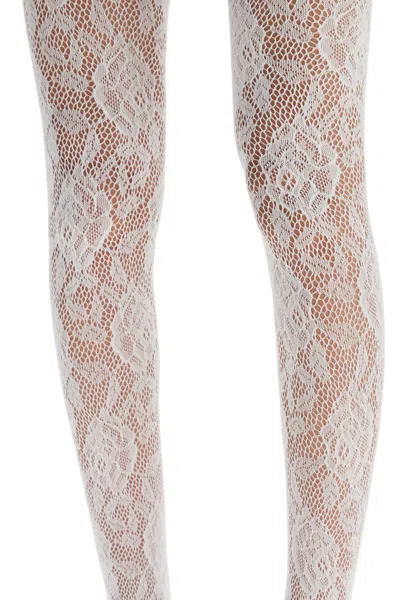 Shop Alessandra Rich Lace Thigh-high Stockings With In White