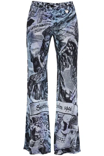 Acne Studios Printed High-rise Flared Pants In Blue