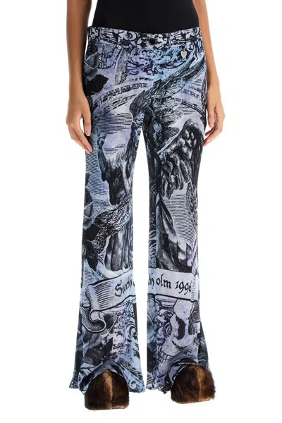 Acne Studios Printed High-rise Flared Pants In Blue