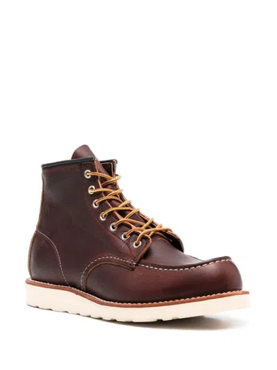 Shop Red Wing Shoes Brown Calfskin Leather Ankle Boots With Laces