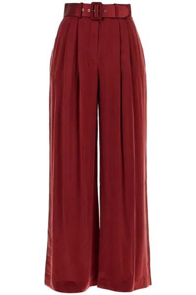 Shop Zimmermann Silk Satin Palazzo Pants In Nine In Red